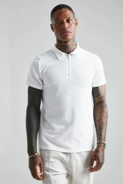Slim Fit Waffle 1/4 Zip Polo