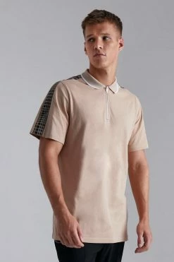 Tall Size Check Jacquard Tape 1/4 Zip Polo
