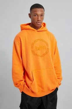 Washed Oversized B/m Circle Back Print Hoodie