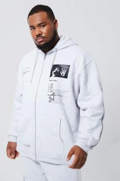 Plus Oversized Heat Zip Thru Gusset Hoodie
