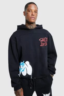 Boxy Fit Bubble Graffiti Hoodie