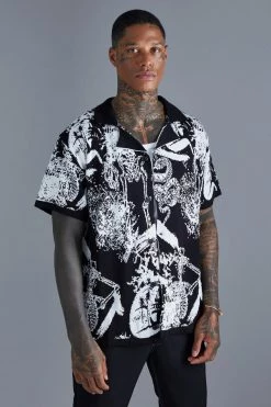 Graffiti Skeleton Knitted Relaxed Shirt