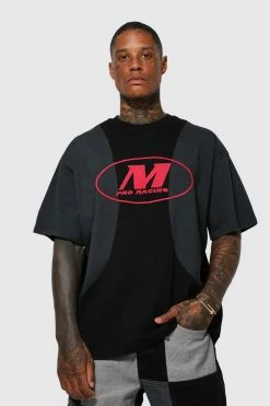 Moto Embroidered Panelled T-shirt