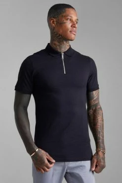 Muscle Fit Short Sleeve Zip Polo