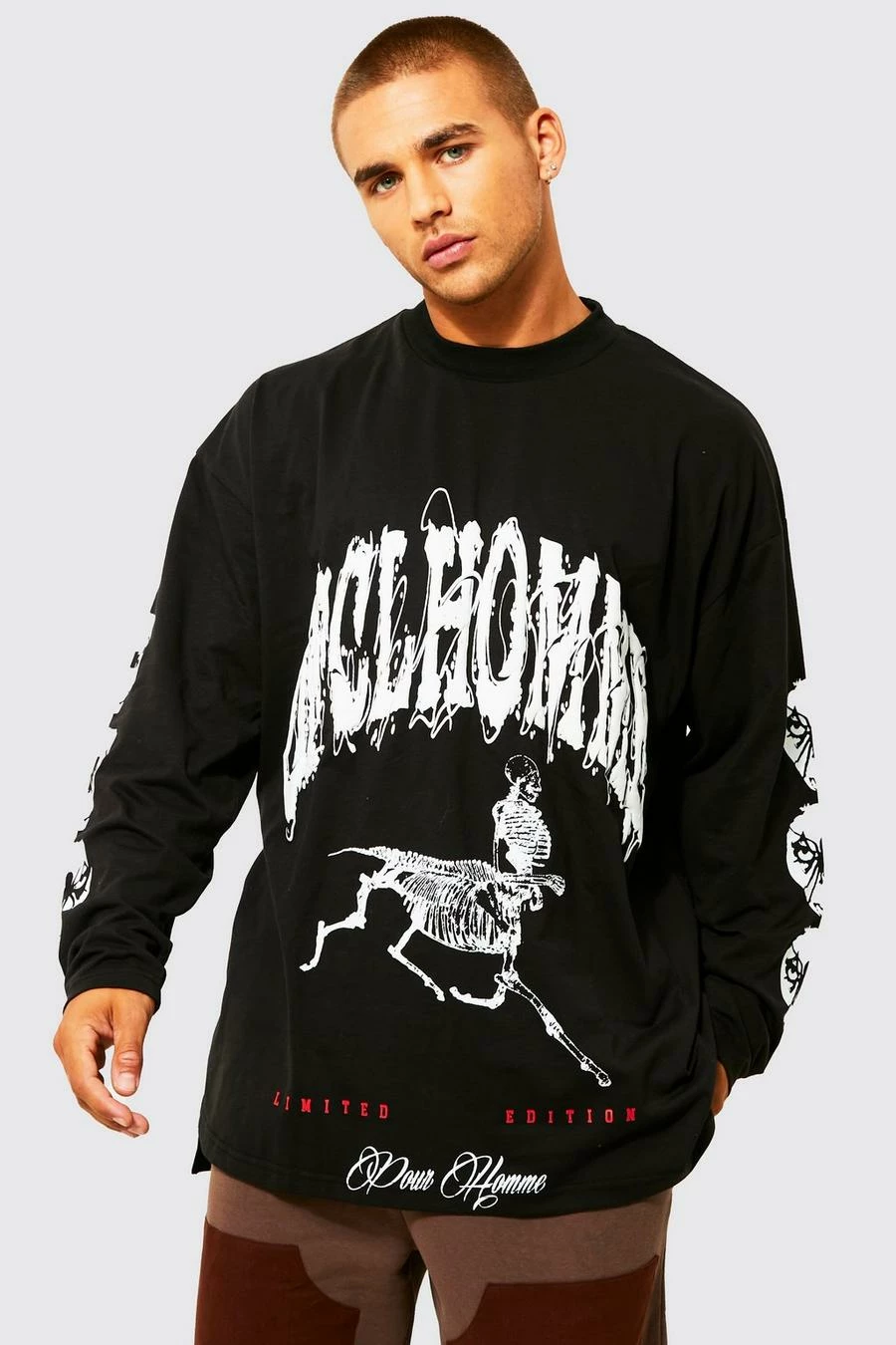 Oversized Contrast Print Long Sleeve T-shirt 1 Oversized Contrast Print Long Sleeve T-shirt