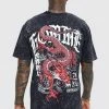 Oversized Dragon Acid Wash Graphic T-shirt