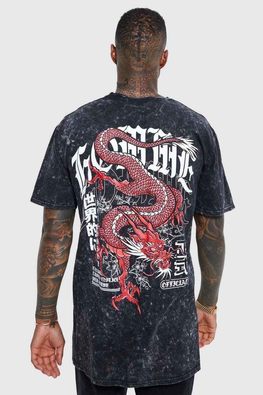 Oversized Dragon Acid Wash Graphic T-shirt 1 Oversized Dragon Acid Wash Graphic T-shirt