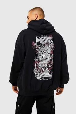 Oversized Dragon Box Graphic Hoodie