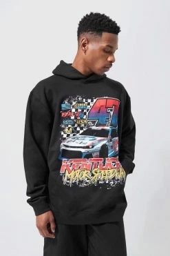 Oversized Moto Car Graphic Hoodie