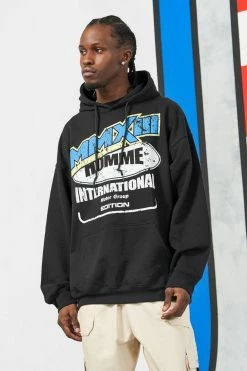 Oversized Moto Graphic Hoodie