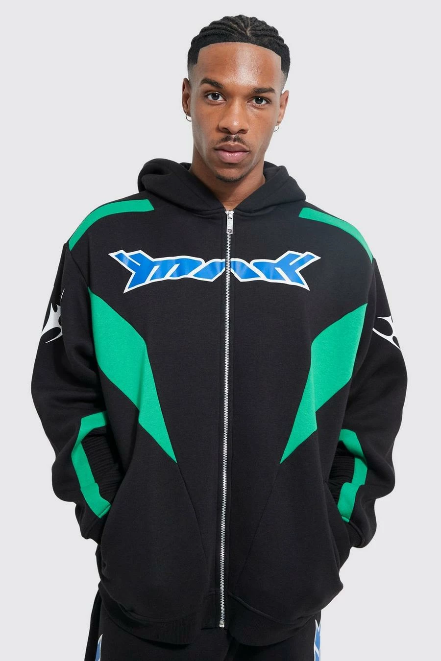 Oversized Moto Zip Through Hoodie 1 Oversized Moto Zip Through Hoodie