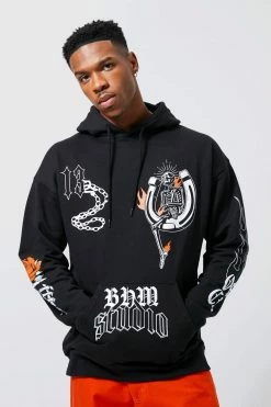 Oversized Multi Graphic Hoodie