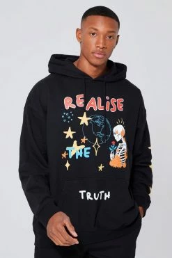 Oversized Realise Truth Print Hoodie