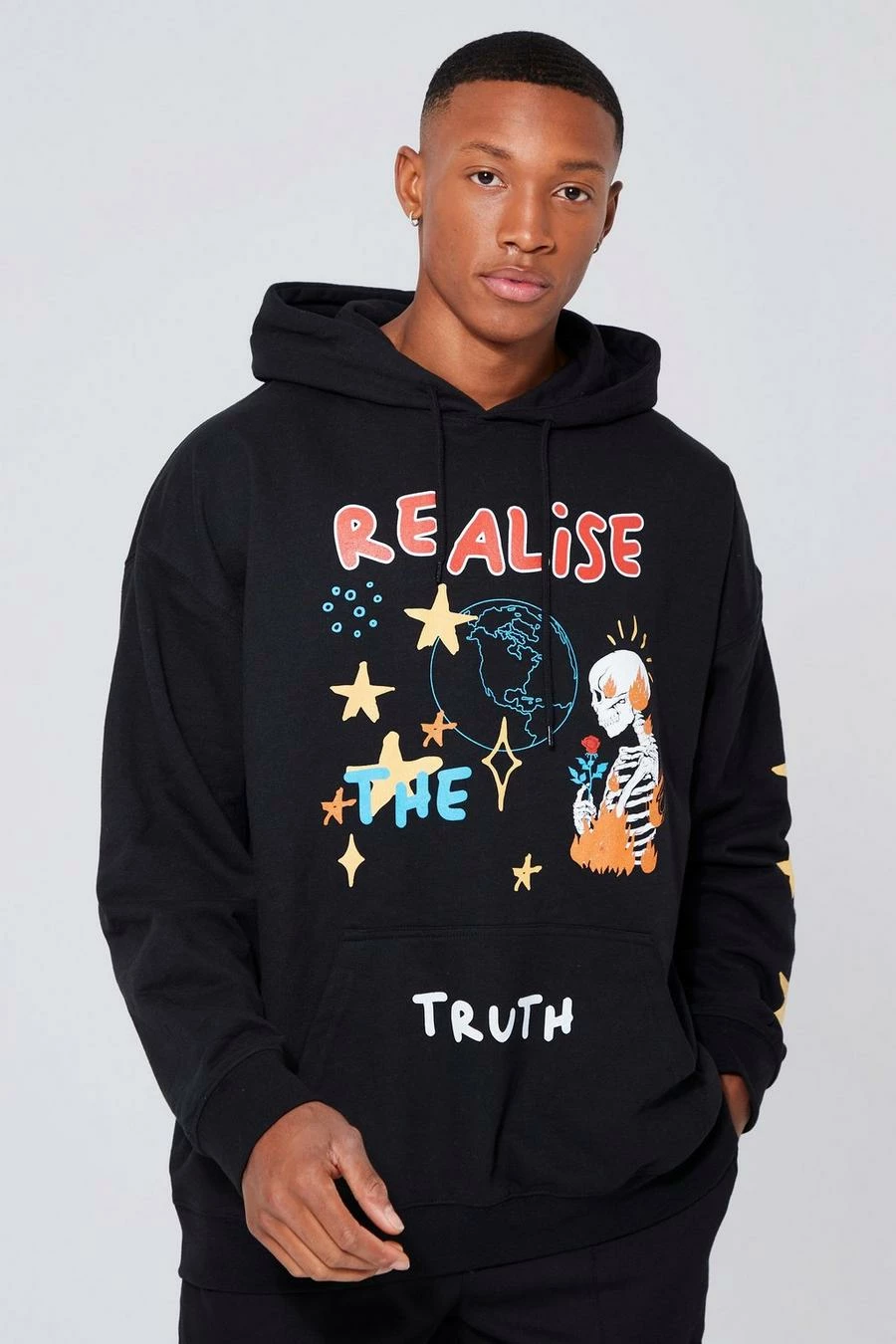 Oversized Realise Truth Print Hoodie 1 Oversized Realise Truth Print Hoodie