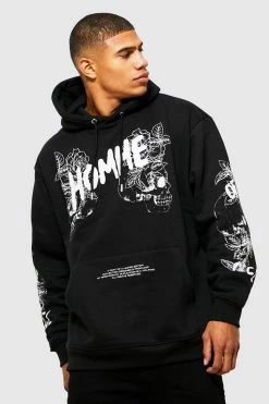 Oversized Skull Graphic Hoodie