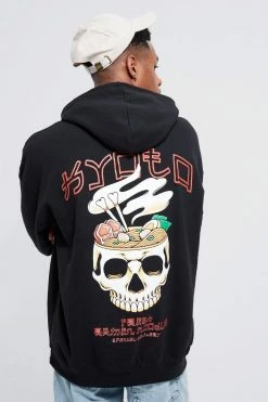 Oversized Skull Graphic Hoodie