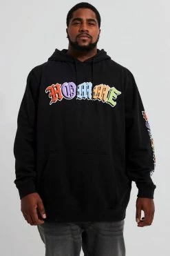 Plus Homme Puff Print Sleeve Hoodie