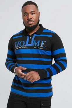Plus Long Sleeve Homme Stripe Polo