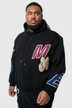 Plus Oversized Large Scale Boxy Varsity Hoodie