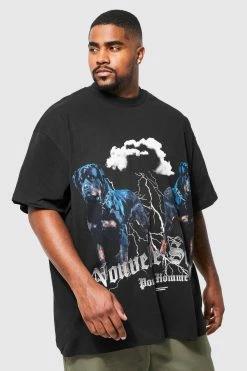 Plus Oversized Rottweiler Graphic T-shirt
