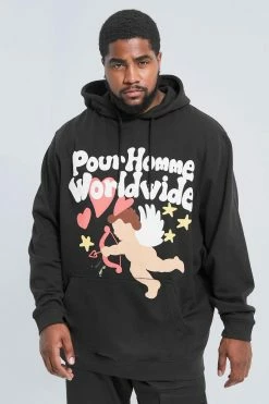 Plus Pour Homme Puff Print Hoodie