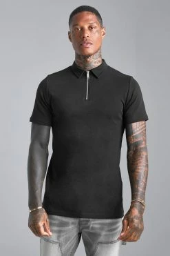 Smart Interlock Zip Neck Polo