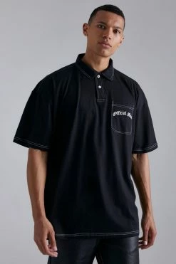 Tall Oversized Contrast Stitch Man Polo Shirt