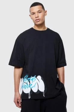Tall Oversized Extended Neck Graffiti T-shirt