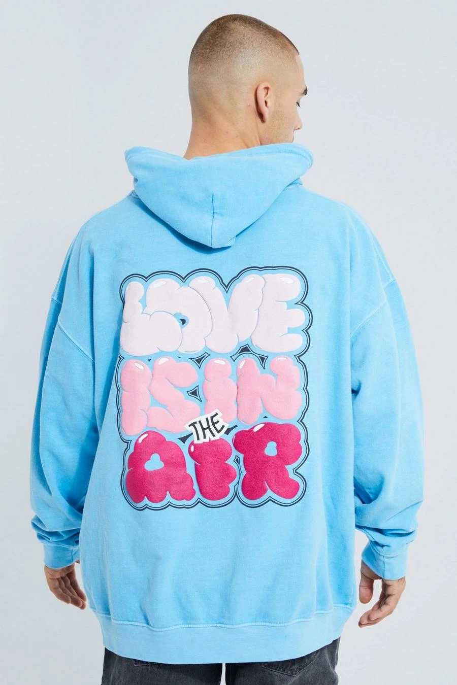 Oversized Washed Bubble Puff Print Hoodie 1 Oversized Washed Bubble Puff Print Hoodie