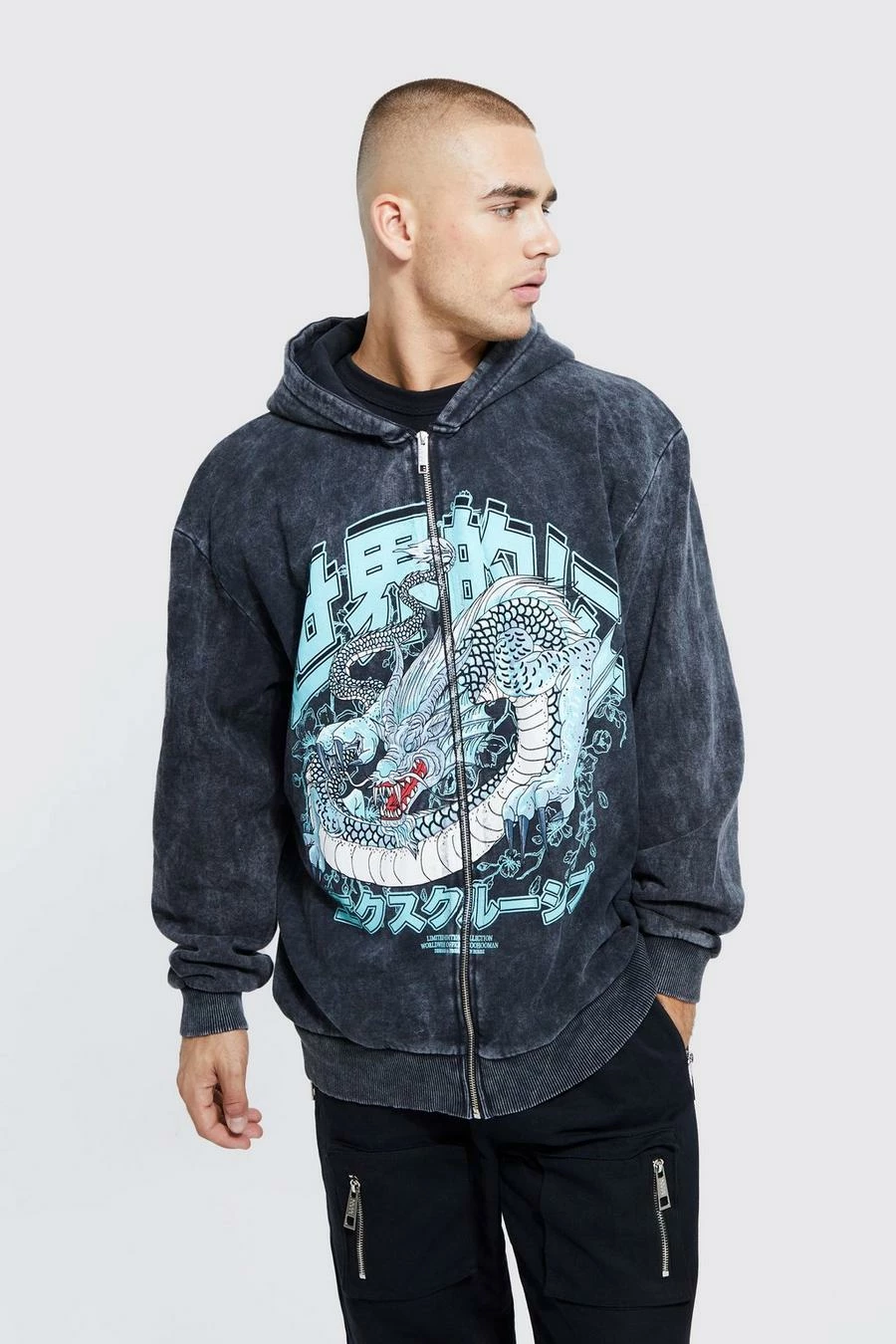Dragon Graphic Wash Zip Hoodie 1 Dragon Graphic Wash Zip Hoodie