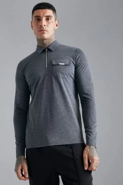 Luxe Cargo Slim Fit Long Sleeve Polo Top