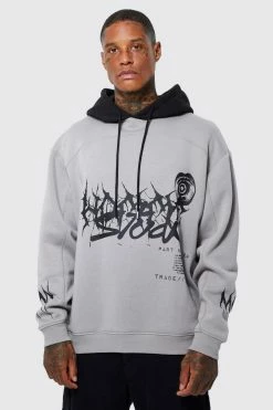 Oversized Graffiti Graphic Hoodie