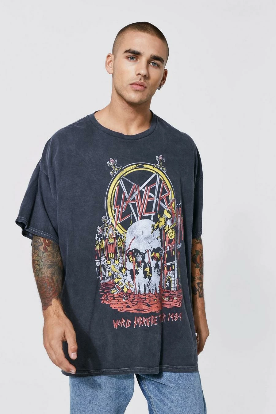 Oversized Slayer Overdye License T-shirt 1 Oversized Slayer Overdye License T-shirt