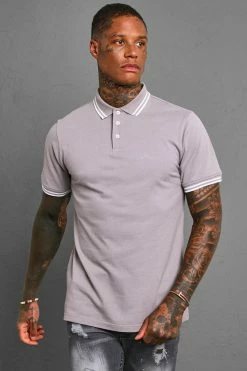 Slim Fit Man Signature Tipped Pique Polo