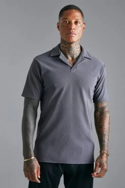 Slim Revere Ribbed Polo