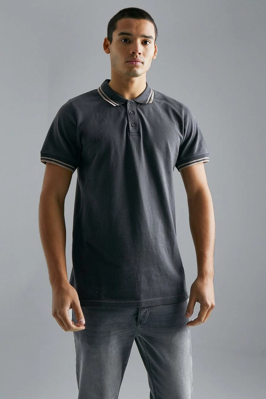 Tipped Slim Pique Polo 1 Tipped Slim Pique Polo