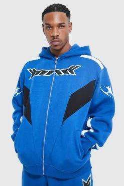Oversized Moto Zip Through Hoodie