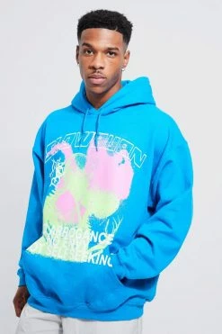 Oversized Skeleton Thermal Graphic Hoodie