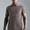 Slim Fit Zip Neck Ribbed Velour Polo