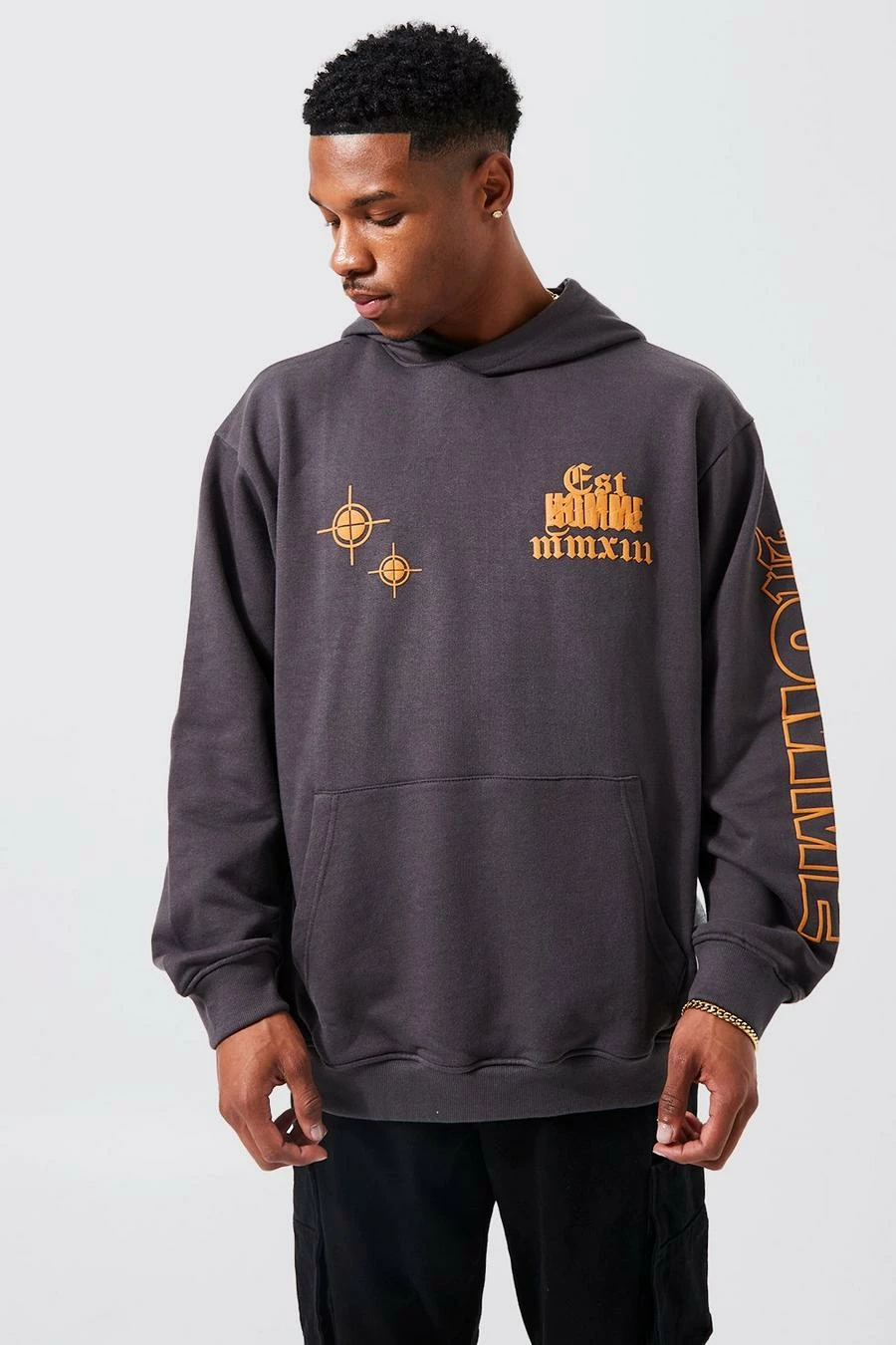 Heavyweight Loopback Printed Panelled Hoodie 1 Heavyweight Loopback Printed Panelled Hoodie