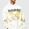 Oversized Homme Butterfly Graphic Hoodie