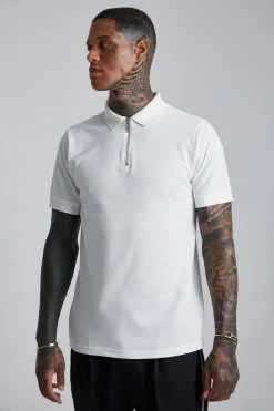 Slim Fit Zip Pique Polo