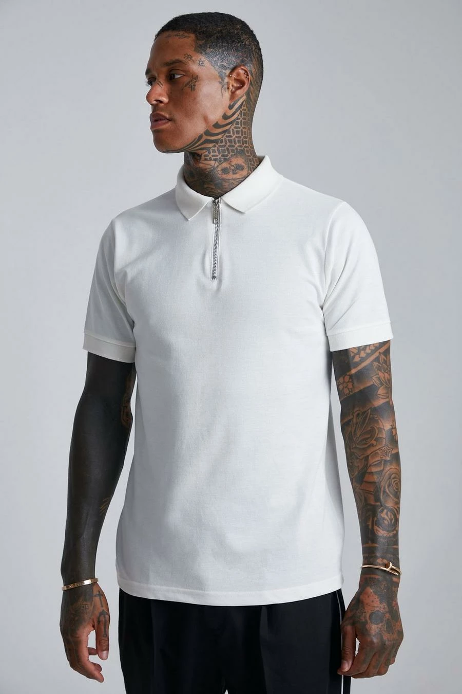 Slim Fit Zip Pique Polo 1 Slim Fit Zip Pique Polo