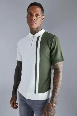 Stripe Colourblock Knitted Polo
