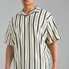 Tall Loose Fit Stripe Crinkle Revere Polo