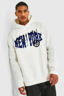 Tall New York Graffiti Varsity Print Hoodie