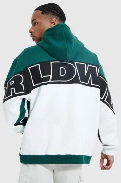 Oversized Worldwide Colour Block Hoodie
