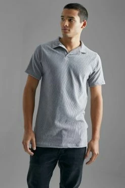 Slim Fit Ribbed Velour Revere Polo