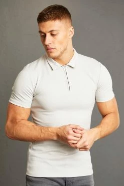Smart Muscle Fit Zip Neck Polo