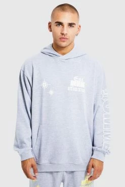 Heavyweight Loopback Printed Panelled Hoodie